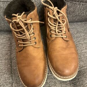 Vostey Milano Men’s Size 8 Brown Lace Up Boots Faux Leather Fleece Lined